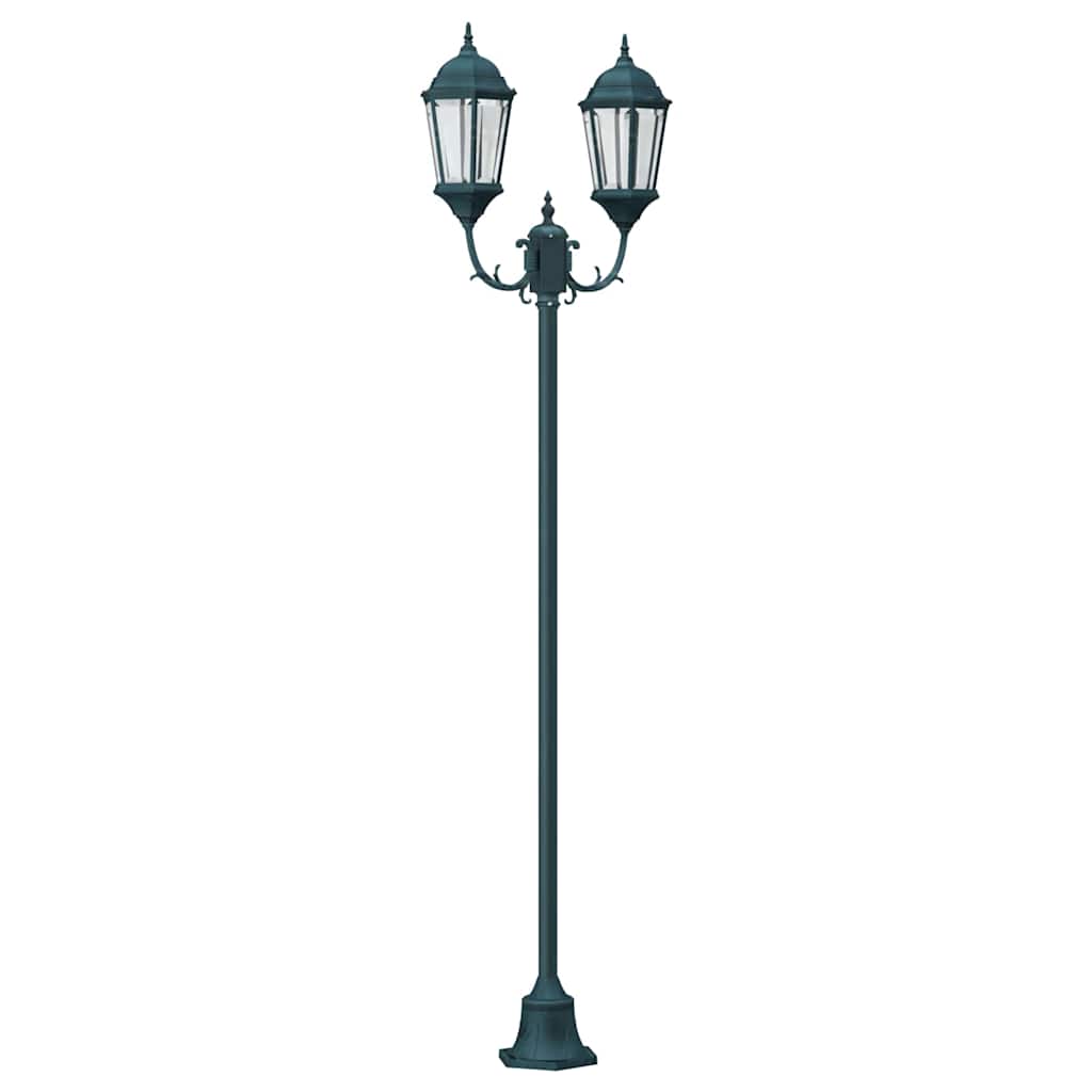Poste de Luz de Jardim Verde Escuro Alumínio e Vidro