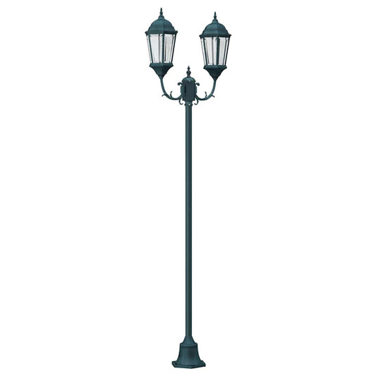 Poste de Luz de Jardim Verde Escuro Alumínio e Vidro
