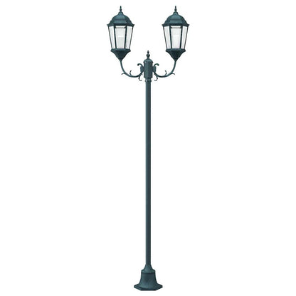Poste de Luz de Jardim Verde Escuro Alumínio e Vidro