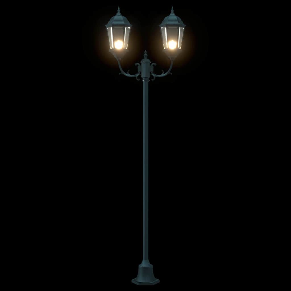 Poste de Luz de Jardim Verde Escuro Alumínio e Vidro