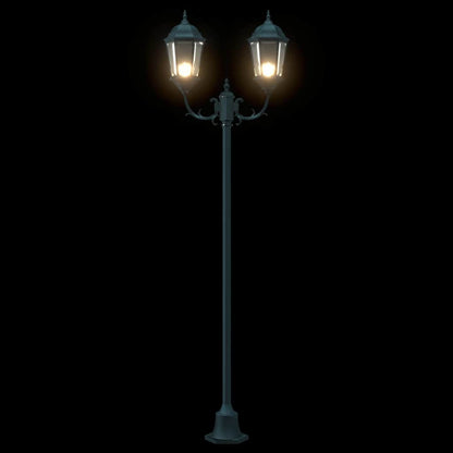 Poste de Luz de Jardim Verde Escuro Alumínio e Vidro