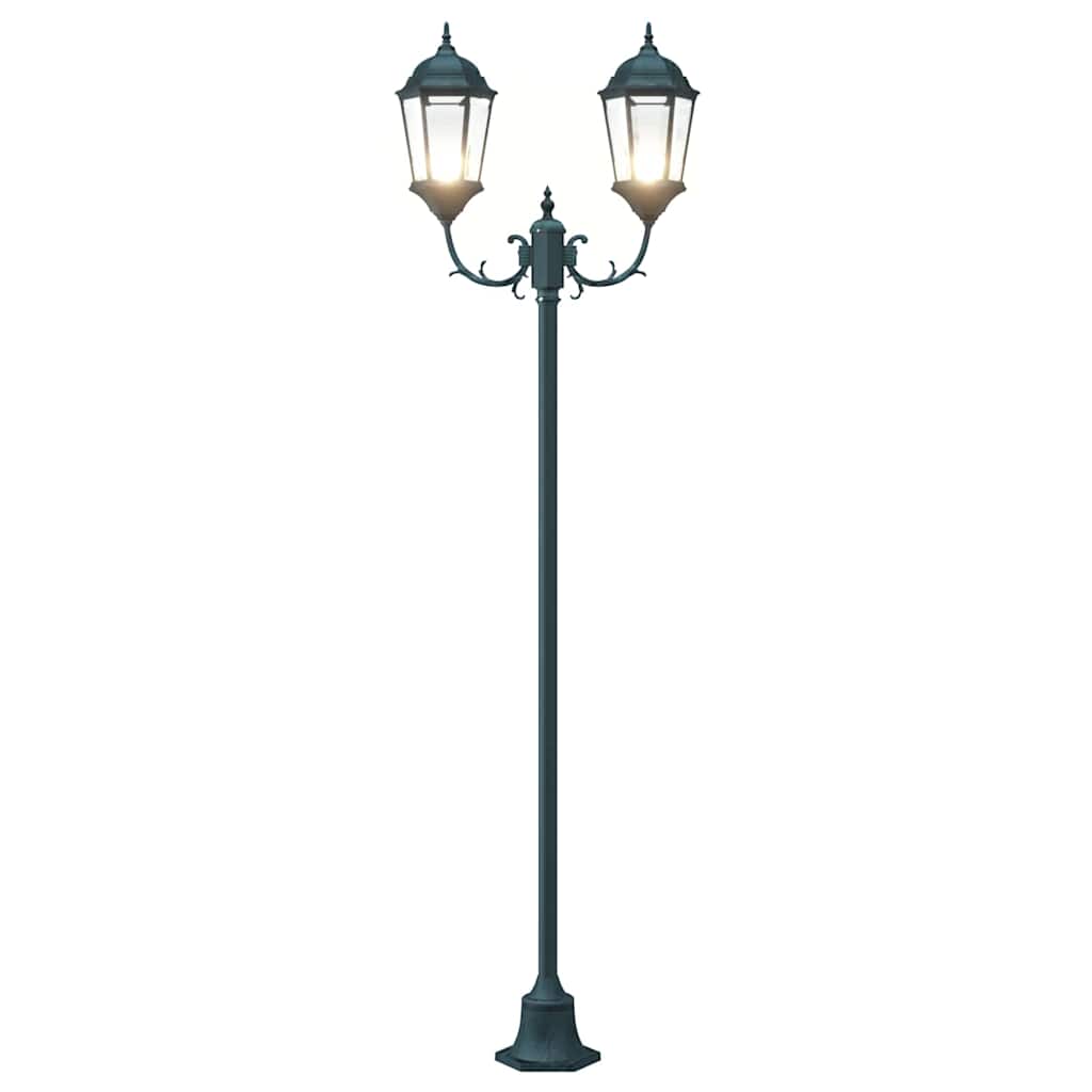 Poste de Luz de Jardim Verde Escuro Alumínio e Vidro