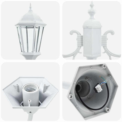 Poste de Luz de Jardim Branco Alumínio e Vidro
