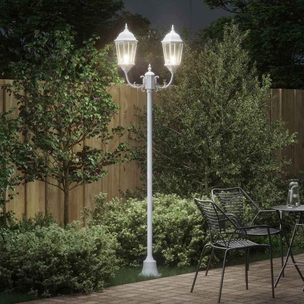 Poste de Luz de Jardim Branco Alumínio e Vidro