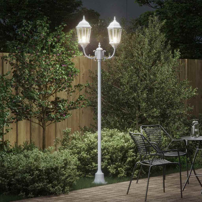 Poste de Luz de Jardim Branco Alumínio e Vidro