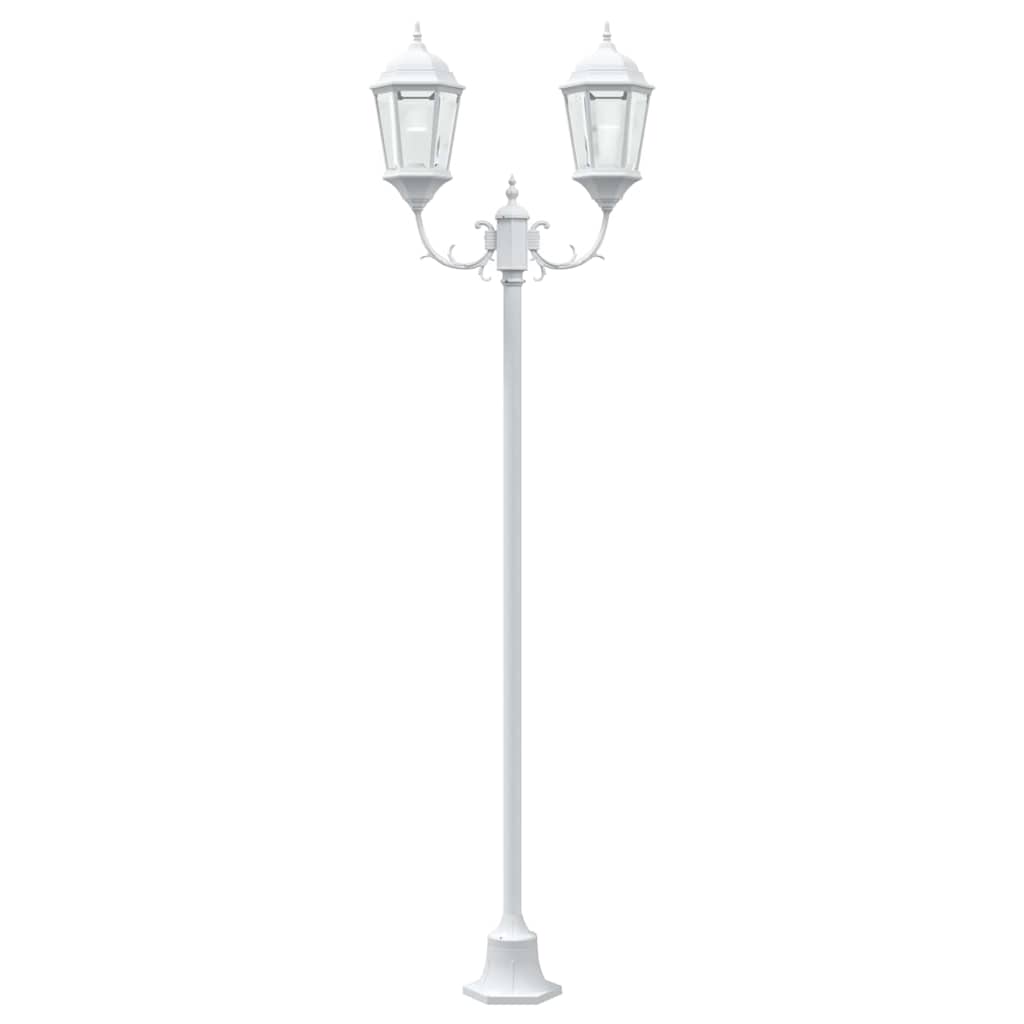 Poste de Luz de Jardim Branco Alumínio e Vidro
