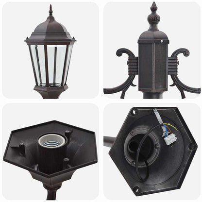 Poste de Luz de Jardim Bronze Alumínio e Vidro