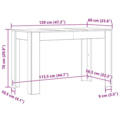 Mesa jantar 120x60x76 cm derivados de madeira carvalho preto