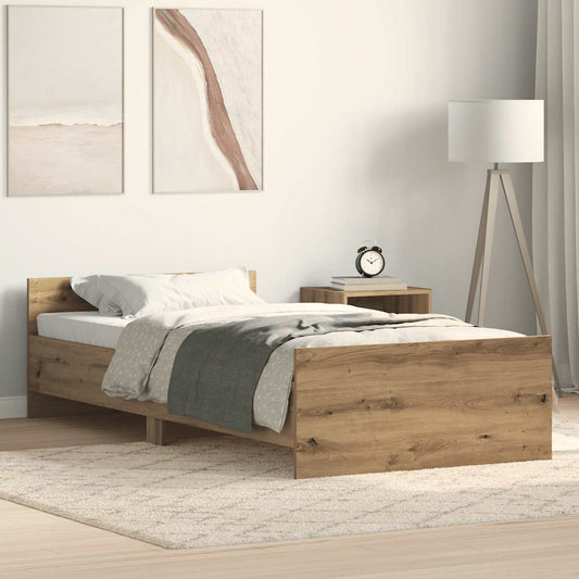 Estrutura de cama sem colchão 75x190 cm carvalho artesanal