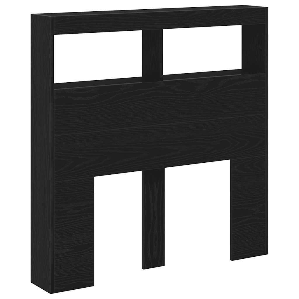 Armário cabeceira c/ luzes LED 100x17x102 cm carvalho preto