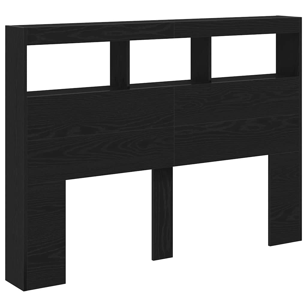 Armário cabeceira c/ luzes LED 140x17x102 cm carvalho preto