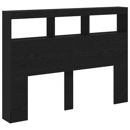 Armário cabeceira c/ luzes LED 140x17x102 cm carvalho preto