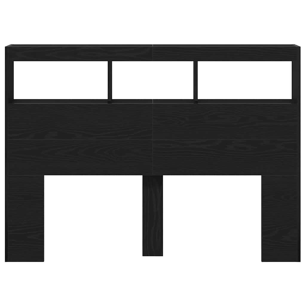 Armário cabeceira c/ luzes LED 140x17x102 cm carvalho preto