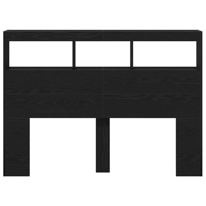 Armário cabeceira c/ luzes LED 140x17x102 cm carvalho preto