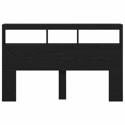 Armário cabeceira c/ luzes LED 160x17x102 cm carvalho preto