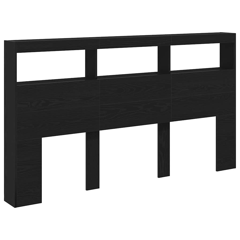 Armário cabeceira c/ luzes LED 180x17x102 cm carvalho preto