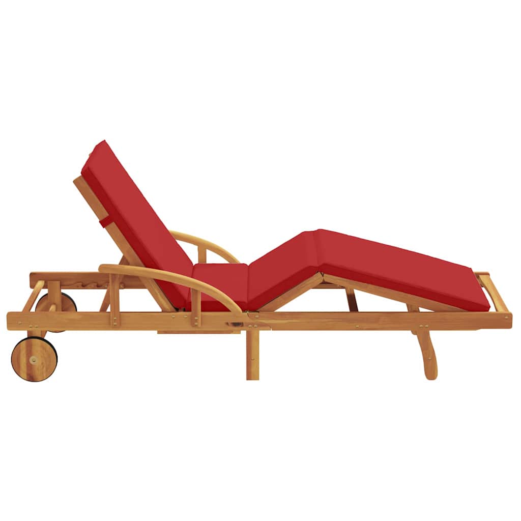 Espreguiçadeira com almofada 1-pessoa Vermelho 200 x 67 x 84cm