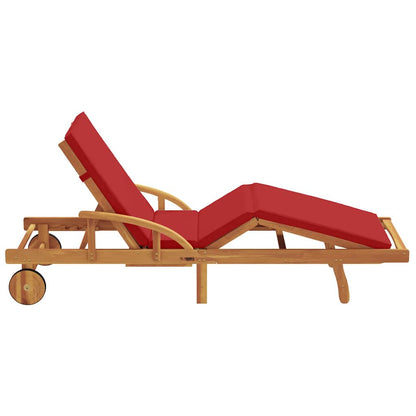 Espreguiçadeira com almofada 1-pessoa Vermelho 200 x 67 x 84cm