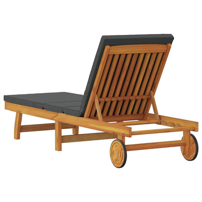 Espreguiçadeira com almofada 1-pessoa Castanho 63 x 199 x 85cm
