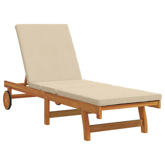 Espreguiçadeira com almofada 1-pessoa Castanho 63 x 199 x 85cm