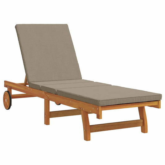Espreguiçadeira com almofada 1-pessoa Castanho 63 x 199 x 85cm