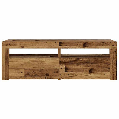 Mesas cabeceira c/ luzes LED 2 pcs 60x35x40 cm madeira velha