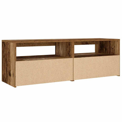 Mesas cabeceira c/ luzes LED 2 pcs 60x35x40 cm madeira velha