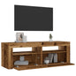 Mesas cabeceira c/ luzes LED 2 pcs 60x35x40 cm madeira velha