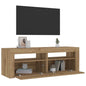 Mesas cabeceira c/ LEDs 2 pcs 60x35x40 cm carvalho artesanal