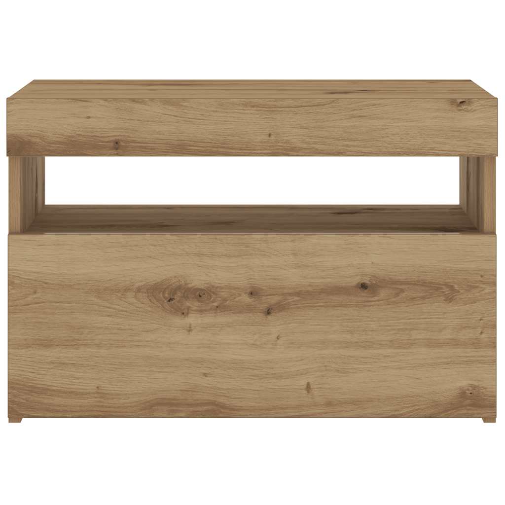Mesa cabeceira c/ LED derivados de madeira carvalho artisiano