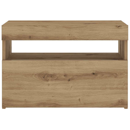 Mesa cabeceira c/ LED derivados de madeira carvalho artisiano