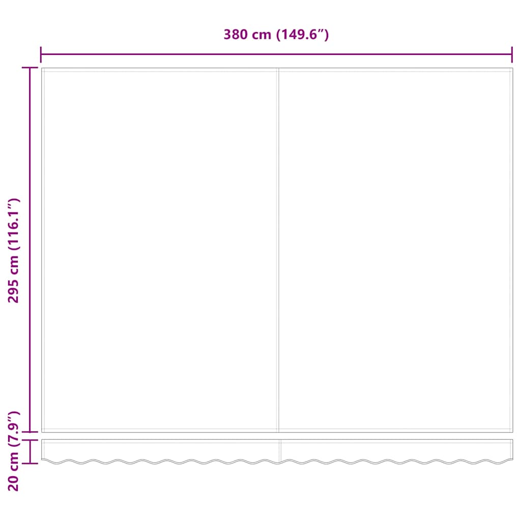Tecido de substituição para toldo Preto 380 x 295 cm Poliéster
