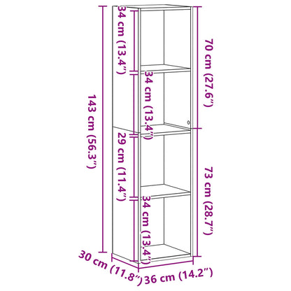 | Gabinete de Livros | Carvalho preto 36 x 30 x 143 cm