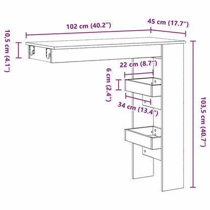 Mesa de Bar de Parede Carvalho preto 102 x 55 x 103.5 cm