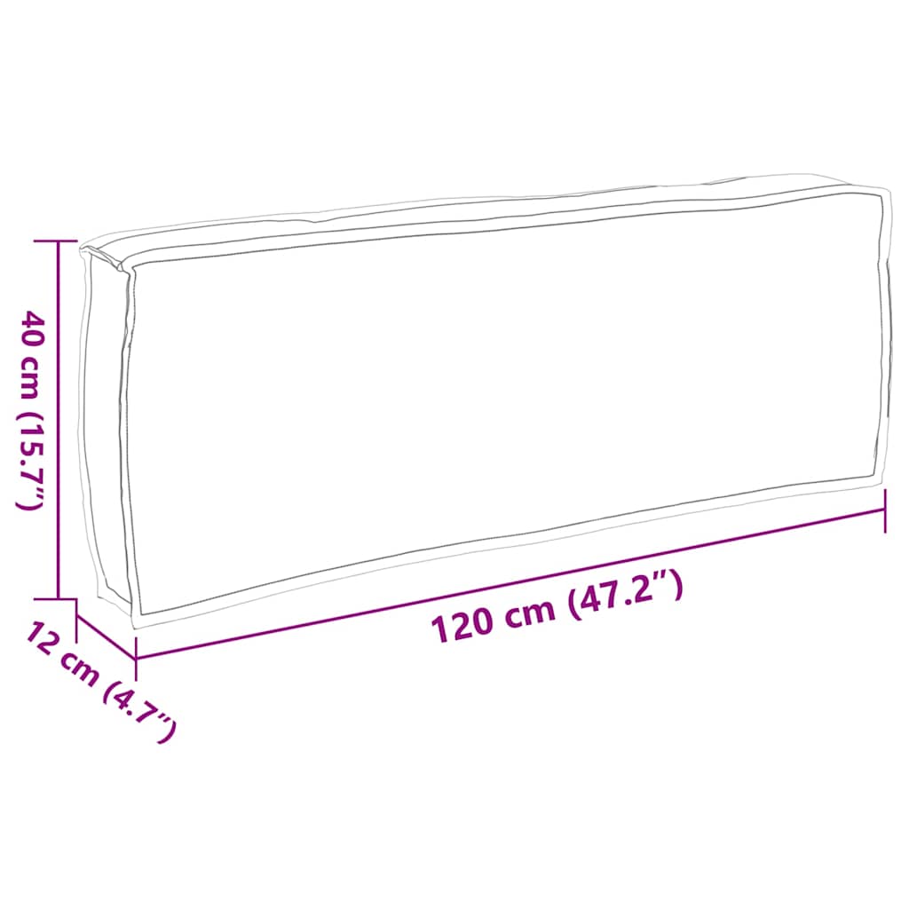 Almofada de palete para encosto Antracite 120 x 40 x 12 cm