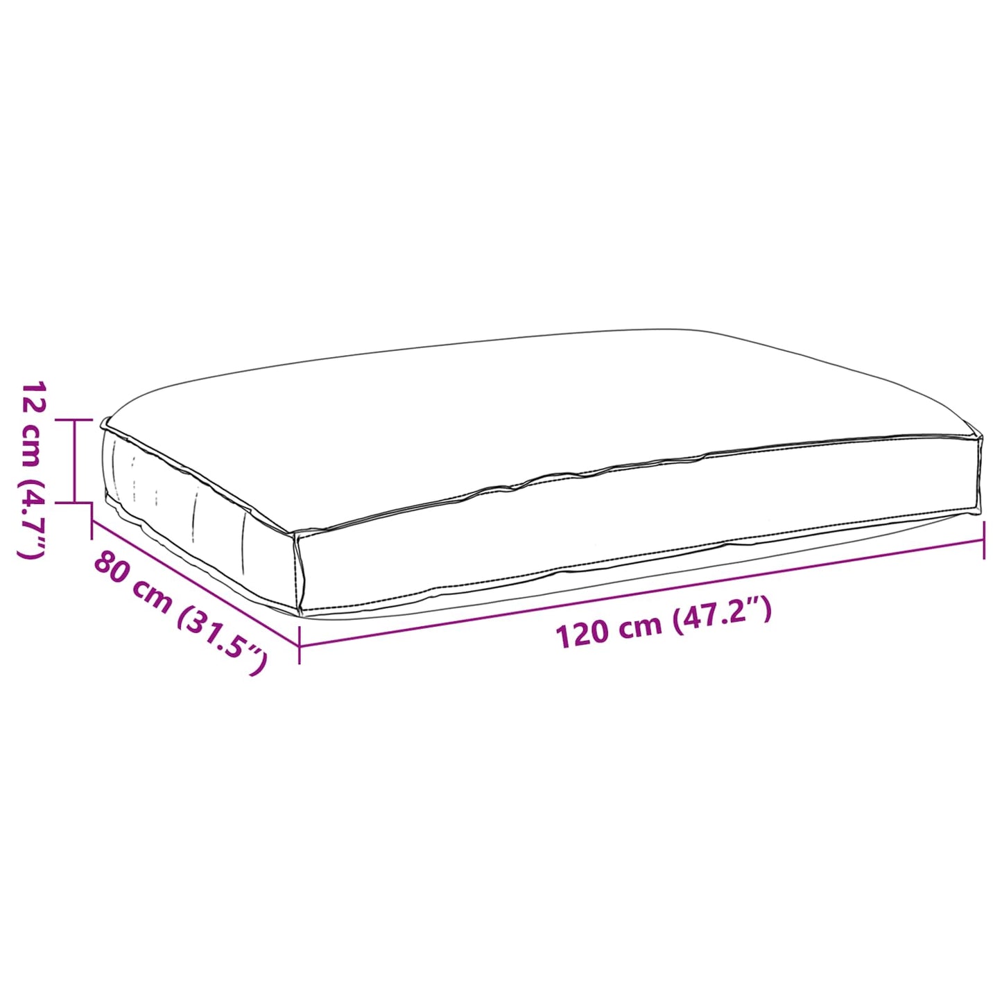 Almofada Antracite 120 x 80 x 12 cm Tecido Oxford