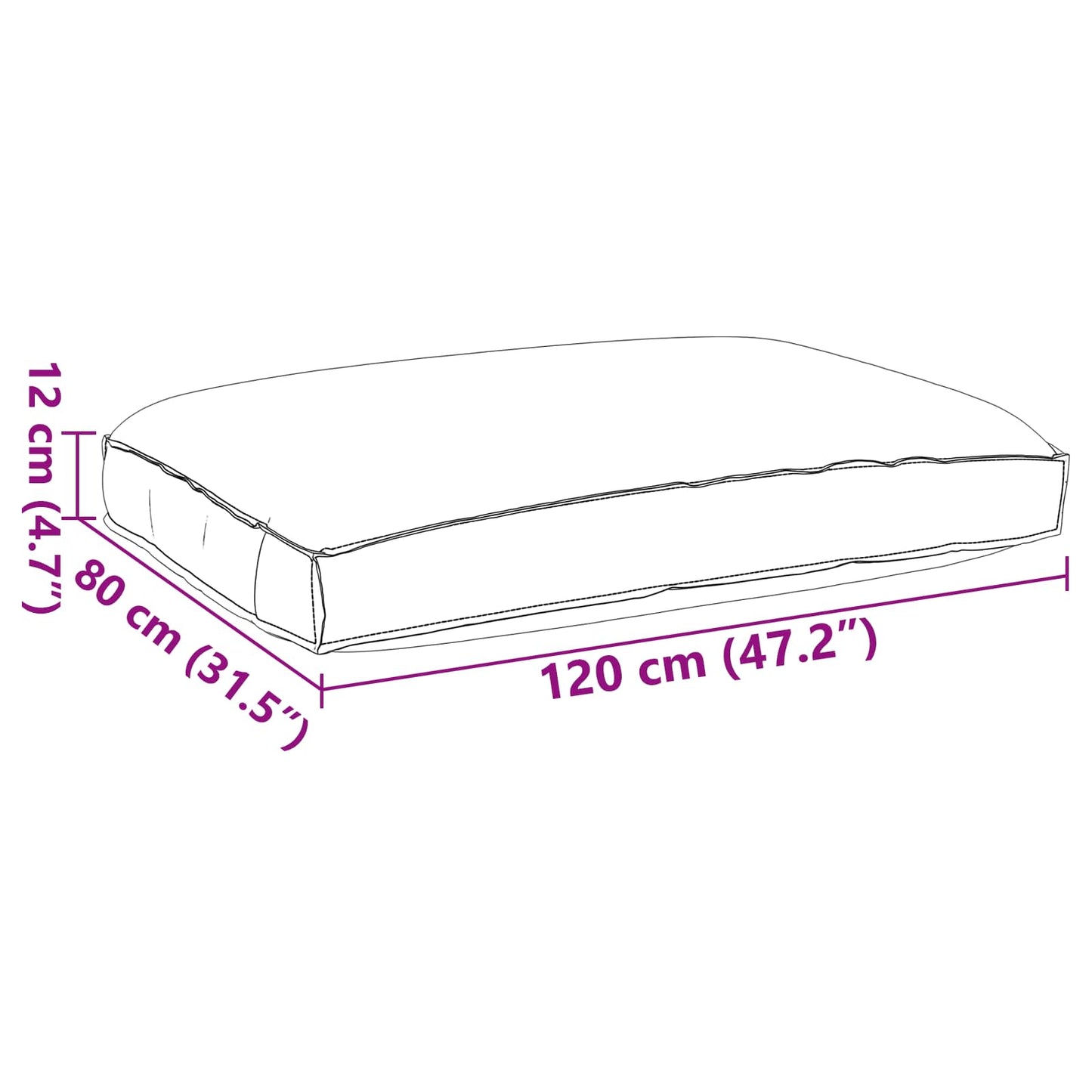 Almofada Azul Royal 120 x 80 x 12 cm Tecido Oxford