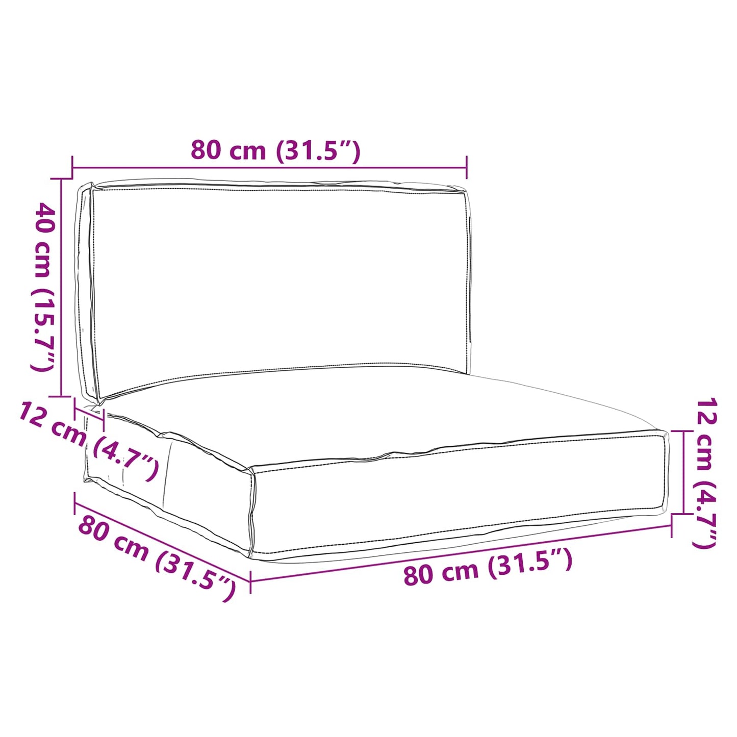 Conjunto de Almofadas para Palete 2 pcs Creme Tecido Oxford