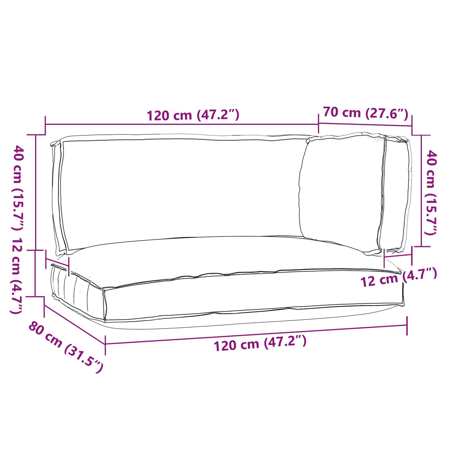 Conjunto de Almofadas para Palete 3 pcs Antracite Tecido Oxford