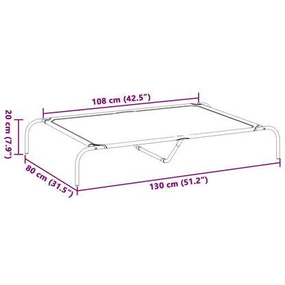 Cama para cães elevada 130x80x20 cm Textilene e aço preto