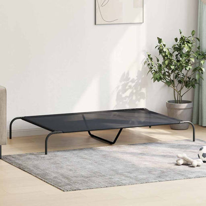 Cama para cães elevada 150x90x20 cm Textilene e aço preto