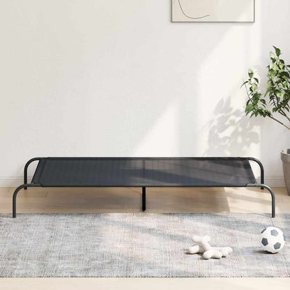 Cama para cães elevada 150x90x20 cm Textilene e aço preto