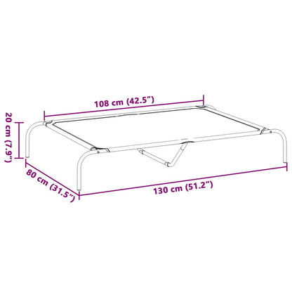 Cama para cães elevada 130x80x20cm tecido oxford e aço preto