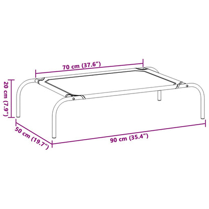 Cama para cães elevada 90x50x20 cm Textilene e aço cinzento