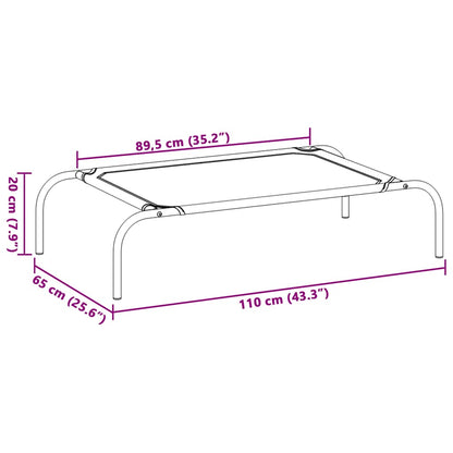 Cama para cães elevada 110x65x20 cm Textilene e aço cinzento