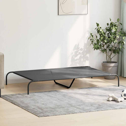 Cama para cães elevada 150x90x20 cm Textilene e aço cinzento