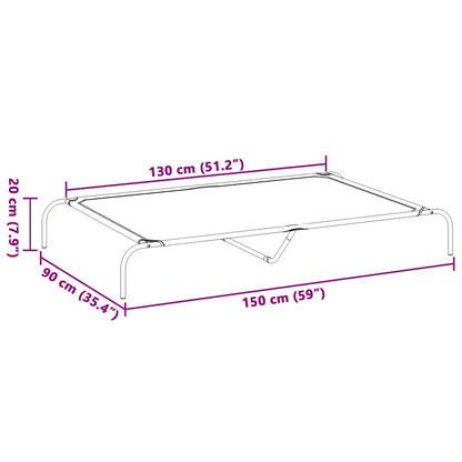 Cama para cães elevada 150x90x20 cm Textilene e aço cinzento