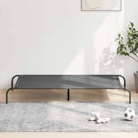 Cama para cães elevada 150x90x20 cm Textilene e aço cinzento