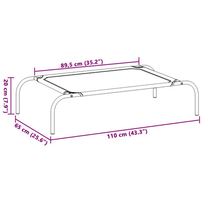 Cama para cães elevada 110x65x20cm tecido oxford e aço cinzento