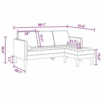 Conjunto de Sofás Cinzento-claro 173 x 131 x 67 cm tecido